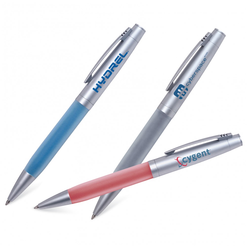 Soft Touch Twist Action Ballpoint with Soft Translucent Rubber Grip Custom Imprinted Soft Touch Twist Action Ballpoint with Soft Translucent Rubber Grip Custom Imprinted