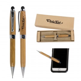 Custom Imprinted Bamboo Stylus Pencil with Deluxe Recyclable Paper Box