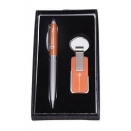 Twist Action Ballpoint Pen & Key Chain Gift Set Custom Imprinted