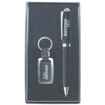 Logo Branded Twist Action PL Ballpoint Pen & Matching Keychain Gift Set
