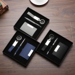 Beautiful Business Card Holder Keychain + PU Metal Pen Business Card Case Set Custom Engraved