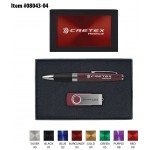 Logo Branded Torpedo Ballpoint Pen and 8GB Swivel USB Gift Set