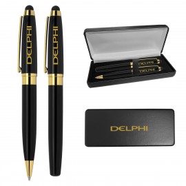 Brass Roller Ball and Ballpoint Stylus Pen Box Set Custom Imprinted  Brass Roller Ball and Ballpoint Stylus Pen Box Set Custom Imprinted