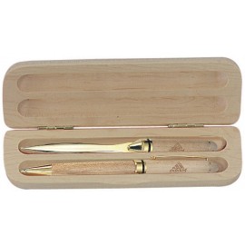 Logo Branded Maple Wood Pen and Letter Opener Gift Set  Logo Branded Maple Wood Pen and Letter Opener Gift Set