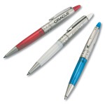Custom Engraved Twist Action Ballpoint Pen in Translucent Color Barrel with Satin Chrome Finish