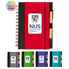 Logo Branded Union Printed, Eco Spiral Notebook Journal with Pen, - Full Color