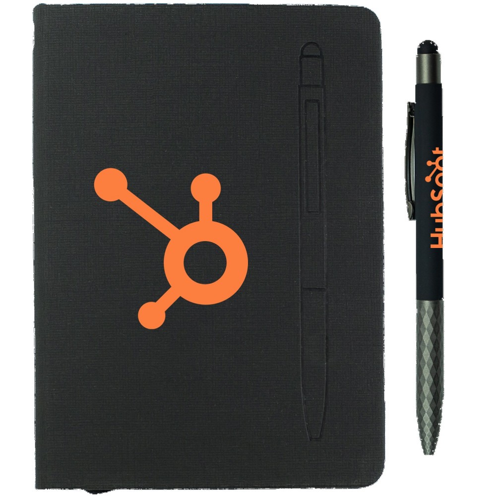 7.5" X 6-5/8" Notebook W/ Soft Touch Aluminum Pen with Logo 7.5" X 6-5/8" Notebook W/ Soft Touch Aluminum Pen with Logo
