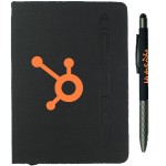 7.5" X 6-5/8" Notebook W/ Soft Touch Aluminum Pen Logo Branded