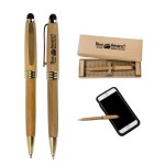 Bamboo Stylus Ballpoint Pen with Deluxe Recyclable Paper Box Custom Engraved
