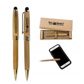 Bamboo Stylus Ballpoint Pen W/ Deluxe Recyclable Paper Box with Logo