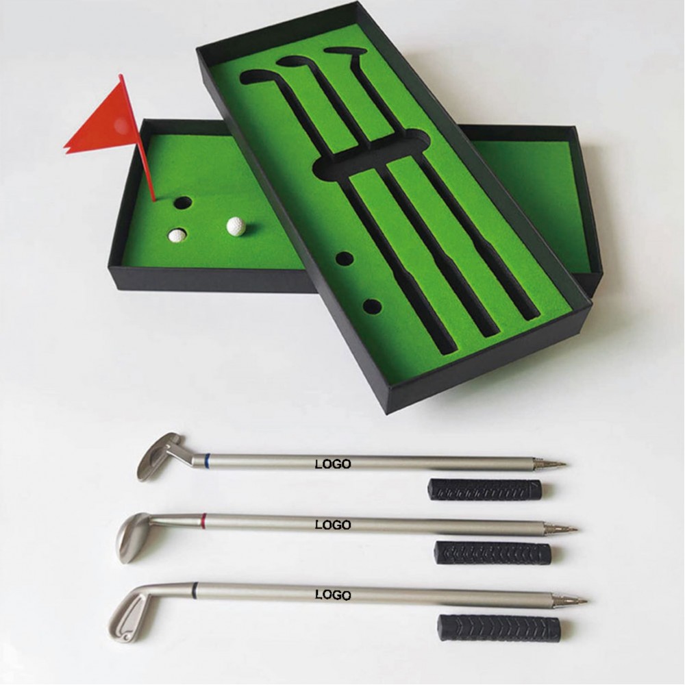 Mini Desktop Golf Ball Pen Gift Set Custom Imprinted