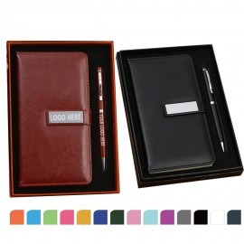 2 Pieces Business Gift Set: Notebook and Twist Ballpoint Pen (Black & Brown in Stock) Logo Branded