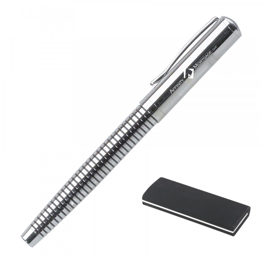 Valentino Shiny Chrome Rollerball Pen Custom Imprinted