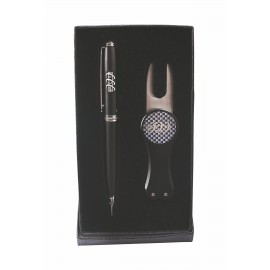 Twist Action Ballpoint Pen & Divot Tool Gift Set Logo Branded