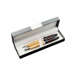 Deluxe Double Pen Set with Cork Pens with Logo