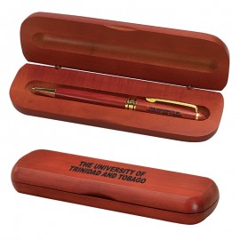 Rosewood Case w/Pen Gift Set with Logo