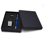 Unisex Silver Watch Set with Polished Aluminum Pen with Logo