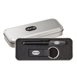 Nano Pen/Stylus/Keyring Gift Set - Gun Metal with Logo
