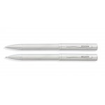 Franklin Covey Greenwich Satin Chrome Ballpoint Pen and 0.9mm Pencil set Custom Imprinted