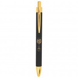 Custom Engraved Black/Gold Laser Engraved Leatherette Pen