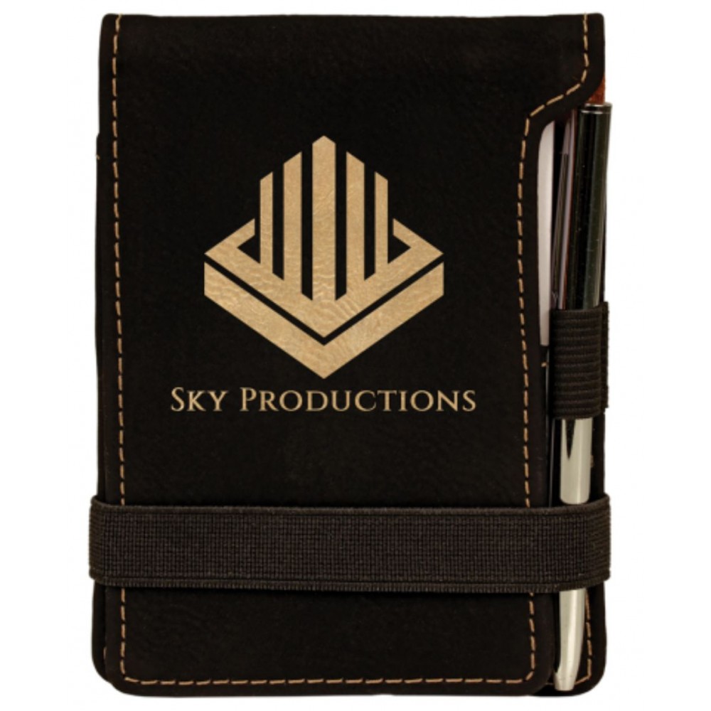 Logo Branded Note Pad & Pen Set - Black w/ Gold Engraving Logo Branded Note Pad & Pen Set - Black w/ Gold Engraving
