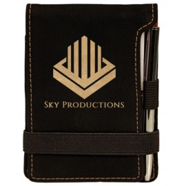 Logo Branded Note Pad & Pen Set - Black w/ Gold Engraving