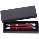 Custom Engraved JJ Series Red Stylus Pen and Pencil Set in Black Cardboard Paper Gift Box with Velvet lining