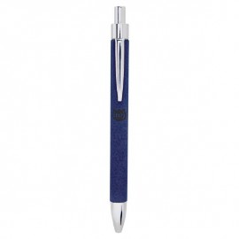 Custom Engraved Blue Faux Leather Pen