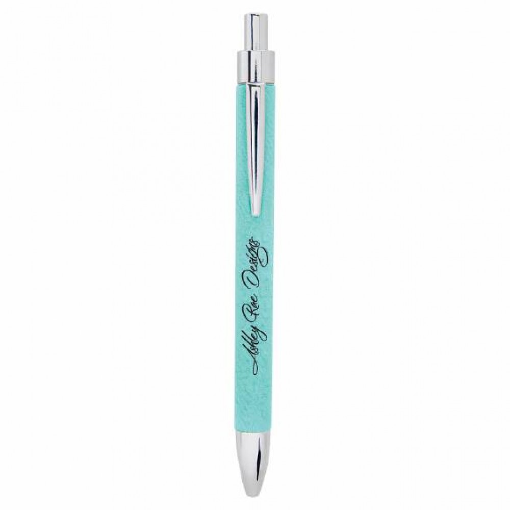 Teal Faux Leather Pen Custom Engraved