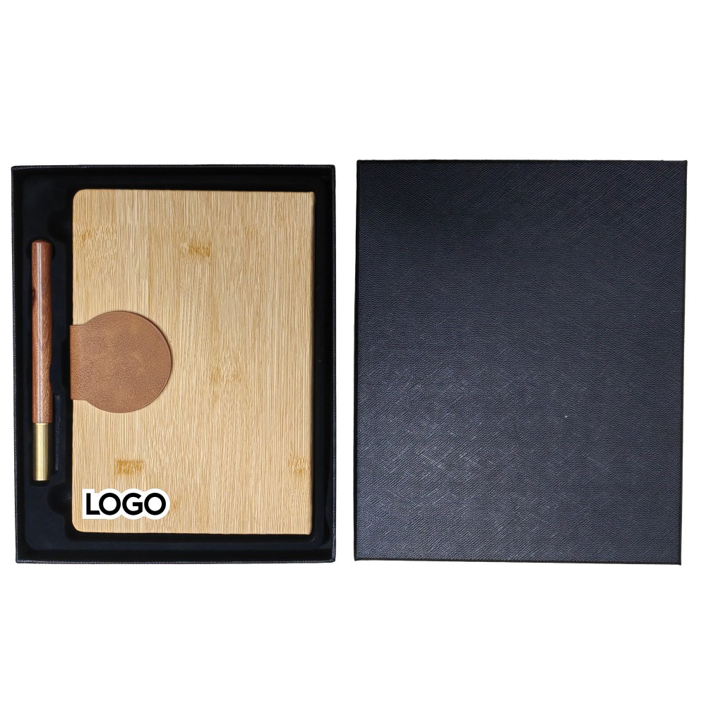 Logo Branded Wooden Notebook Pen Set