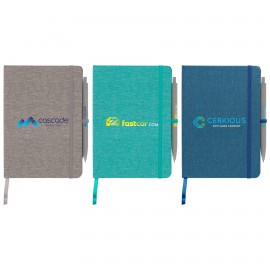 Custom Melville 5.8" x 8.3" RPET Notebook & Zen Pen Gift Set - ColorJet