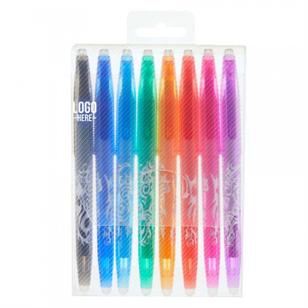 Erasable Gel Pens 8 Colors Set Logo Branded