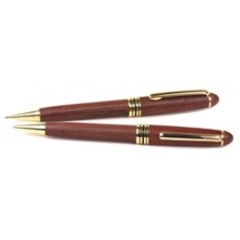 Illusion Wooden Ballpoint Pen & Mechanical Pencil Set with Logo