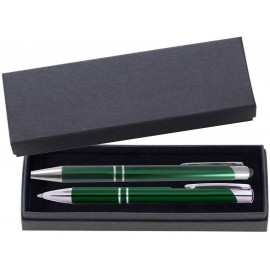 JJ Series Green Stylus Pen and Pencil Set in Black Cardboard Paper Gift Box with Velvet lining Custom Engraved  JJ Series Green Stylus Pen and Pencil Set in Black Cardboard Paper Gift Box with Velvet lining Custom Engraved