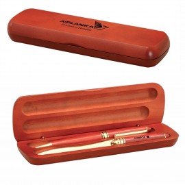Custom Imprinted Rosewood Case w/Pen & Letter Opener Gift Set