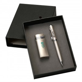 Metal Turbo Lighter and Executive Pen Gift Set with Logo