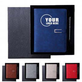 Custom Imprinted A5 Leather Notebook & Pen Gift Box Hardcover