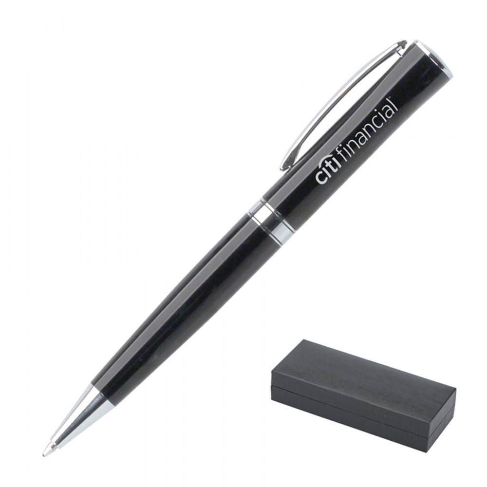 Sonoma Black Enamel Ballpoint Pen Custom Imprinted