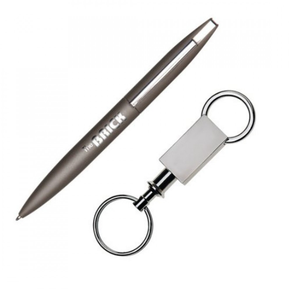 Custom Engraved London Pen/Keyring Gift Set - Gun Metal