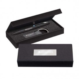 Logo Branded Banos Pen/Keyring Gift Set - Blue