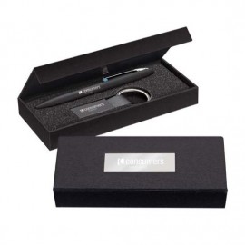 Banos Pen/Keyring Gift Set - Blue Custom Imprinted