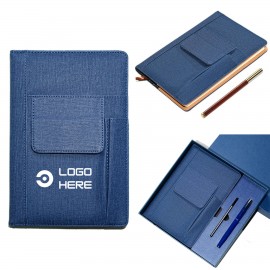 Logo Branded Leather Notebook with Pen Set