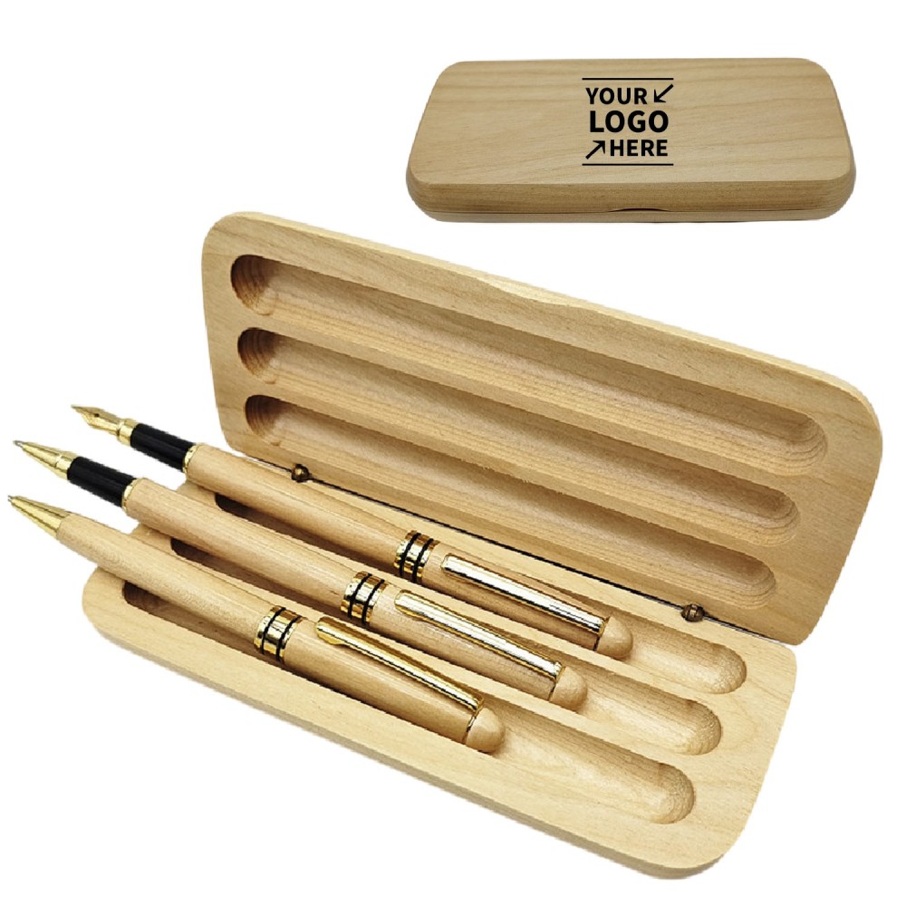 Wooden Pen Gift Set Logo Branded Wooden Pen Gift Set Logo Branded