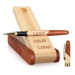 Logo Branded Luxury Wooden Ballpoint Pen Gift Set with Business Pen Case