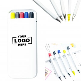 Logo Branded Highlighter, Pencil and Ballpoint Pen Set