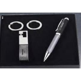 Logo Branded Gray IT Series Valet Key Chain & Intexur Ballpoint Pen/Stylus Medium Box Set