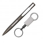Custom Engraved Harmony Pen/Keyring Gift Set - Gun Metal/Silver