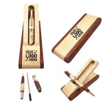 Natural Wood Ballpoint Pen With Base Logo Branded