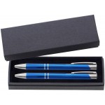 JJ Series Pen and Pencil Gift Set in Black Cardboard Paper Gift Box with Velvet lining - Blue pen Custom Imprinted