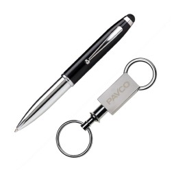 Custom Imprinted Townsend Stylus/Pen/Keyring Gift Set - Black